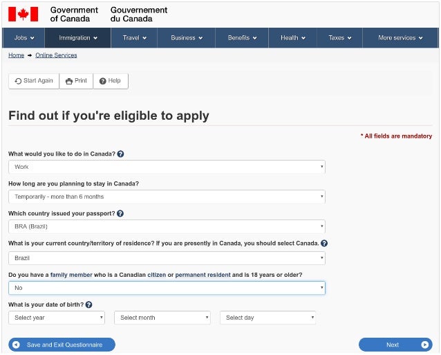 immigration online application