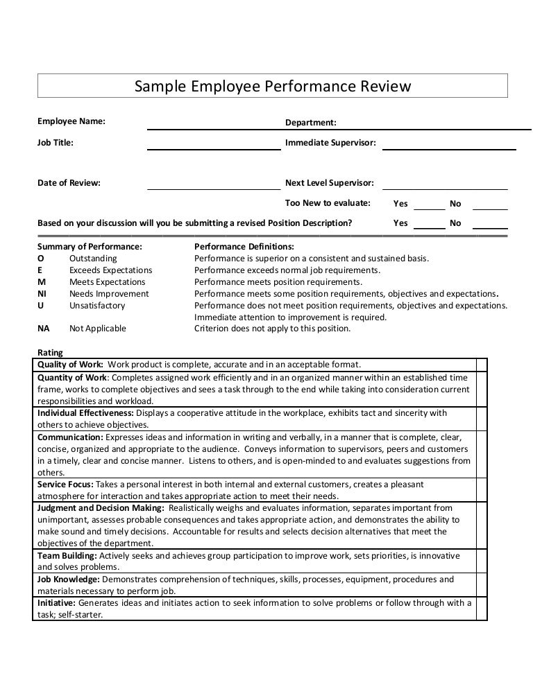 employee performance review sample