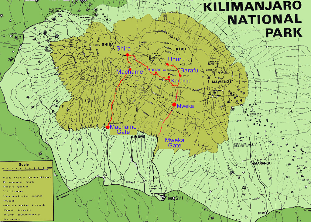 kilimanjaro map and guide