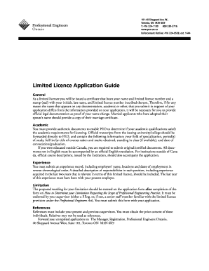 limited licence application example